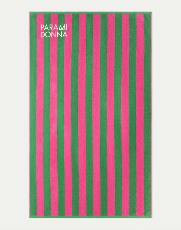 Голяма плажна кърпа на райета EMERALD FUCHSIA