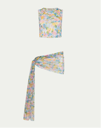 Мрежест комплект топ и шал INGRID MULTICOLOR