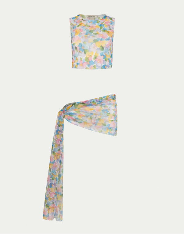 Мрежест комплект топ и шал INGRID MULTICOLOR