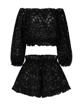 Плажен дантелен сет LUNA BLACK