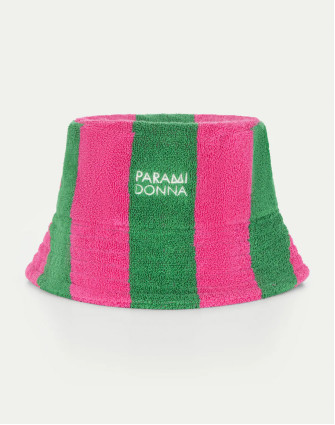 Плажна дамска шапка на райета EMERALD FUCHSIA