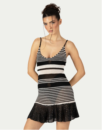 Плетена рокля LEA BLACK/WHITE