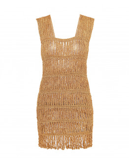 Ръчно плетена плажна рокля JAMALIA в пясъчно-златист цвят