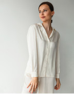 Блуза от рециклиран сатен в цвят слонова кост