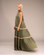 Рокля ANGELA LACE LONG GREEN SLEEVELESS