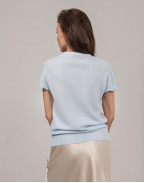 Кашмирена блуза с къс ръкав CASHMERE LIGHT BLUE