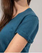 Кашмирена блуза с къс ръкав CASHMERE MIDNIGHT BLUE