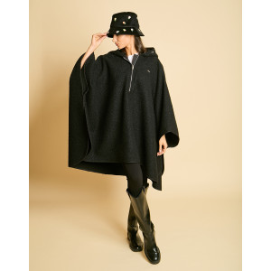 Вълнена пелерина с качулка RAFAEL BLACK