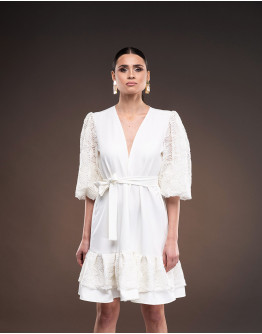 Къса рокля DEFTINA BIANCO в бял цвят