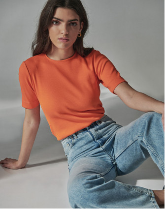 Оранжева рипсена блуза