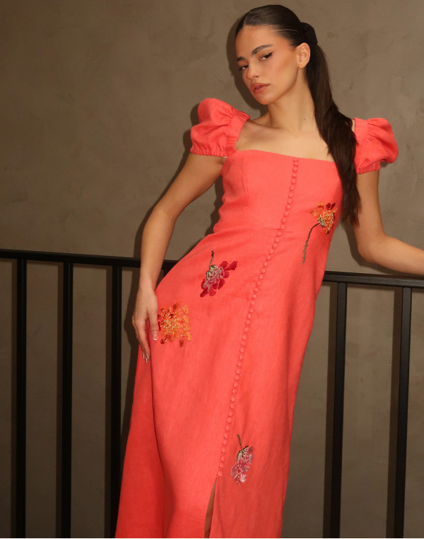 Ленена рокля AMANDINE CORAL